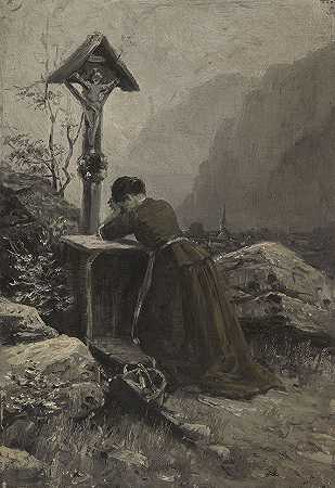 Mädchen am Marterl，约1890/1898年。-亚历山大·科斯特
