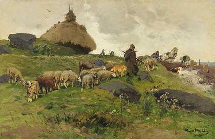 1908年，在回家的路上放羊。-雨果·穆利格