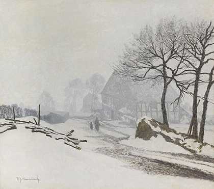 阿尔塔斯滕贝格附近的冬季景观，1930年左右。-马克斯·克拉伦巴赫