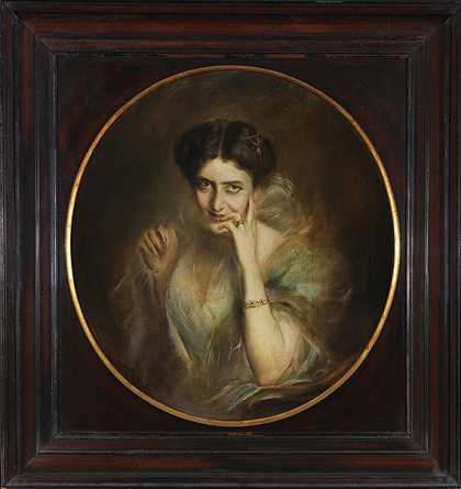 《印度总督凯德尔斯顿的玛丽·维多利亚夫人柯森肖像》，沃尔1896年。-法兰兹·冯·伦巴赫