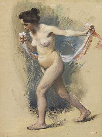 《戴面纱的舞者》，1890年。-路德维希·冯·霍夫曼
