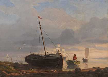 1847年，傍晚时分，海滩上的渔船。-安东·梅尔比
