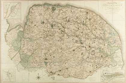 诺福克县地图（挂图），1797年。-英国