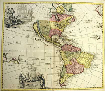 北美洲（）子午线1号（P.Schenk）。，1700-美国