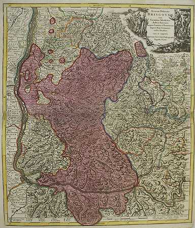130亿。地图：巴登-符腾堡州，1730年。-巴登符腾堡州