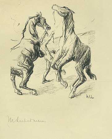 版画：驯马师。1915-马克斯·利伯曼