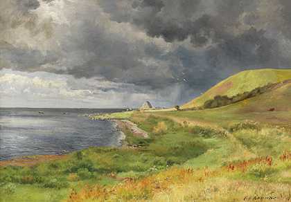 1894年，丹麦海岸下阵雨。-卡尔·弗雷德里克·阿加德