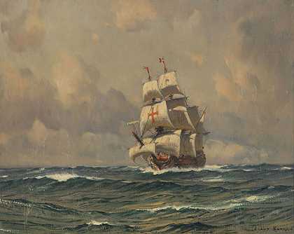 历史帆船，“探索之旅”，1950年。-克劳斯·伯根