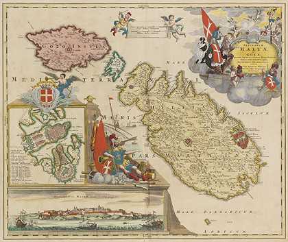 1 Bl.马耳他和戈佐（J.B.Homann）。，1725-马耳他