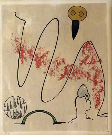 1签名蚀刻自1975年的“Oiseaux en péril”。-恩斯特