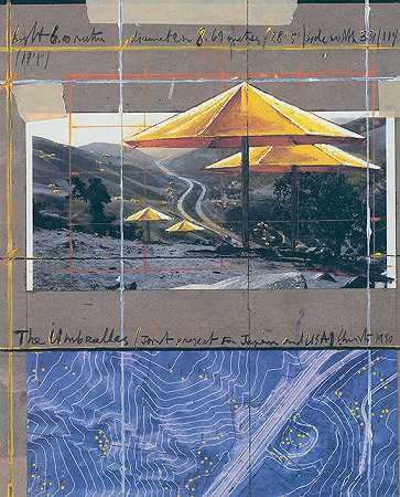 雨伞手风琴折叠书，1991年。-克里斯托