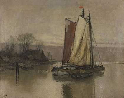 1900年左右，尼德雷尔贝号上的帆船。-卡尔·莱波尔德