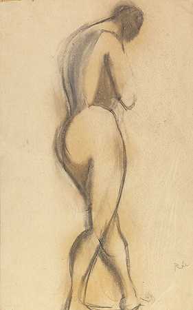 女性裸体，1920年。-安妮塔·雷