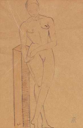 女性裸体，有石碑，嗯，1920年。-安妮塔·雷