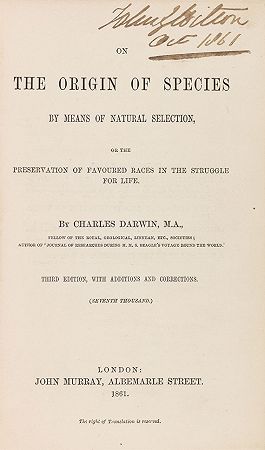 物种起源。第三版。1861-查尔斯·达尔文