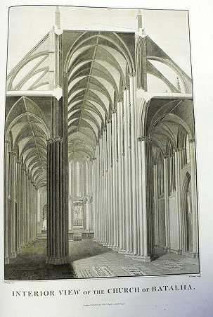 巴塔哈教堂的平面图、立面图。，1795-詹姆斯·卡瓦纳·墨菲