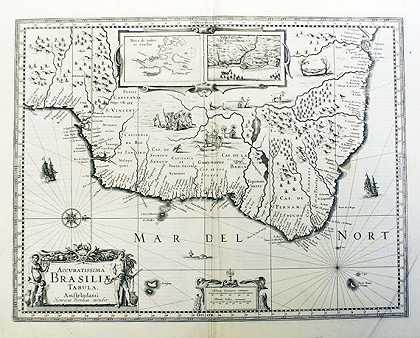 2个叶片：美国检查员（Blaeu）+巴西Accuratissima（Hondius）。，1630-美国
