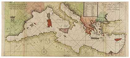 4层：地中海（Vlasblom）、那不勒斯（Ortelius）+直布罗陀（Merian，2 Ex.），1660-地中海的