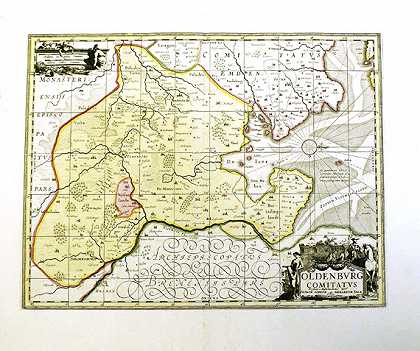 100亿。地图和视图德国北部。，1650-信封