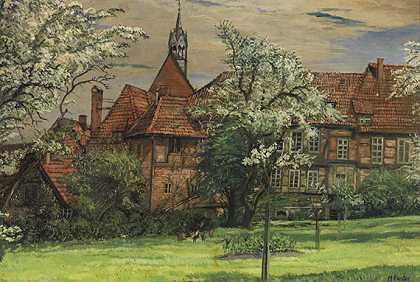1920年后，克洛斯特·吕内花园里的春天。-他的第一个