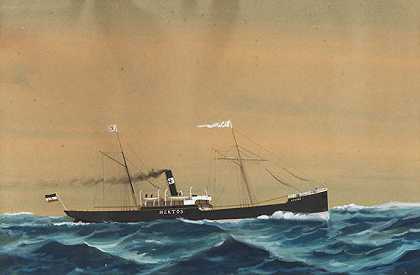 1890年左右，来自弗伦斯堡的“SS Hektos”号汽船。-意大利