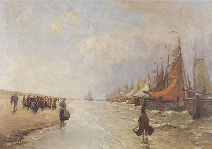 渔民回归，1900年。-德国格罗布