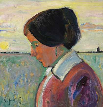 傍晚的太阳（费曼）。《女性肖像》，1913年。-马克西米利安·贾恩斯