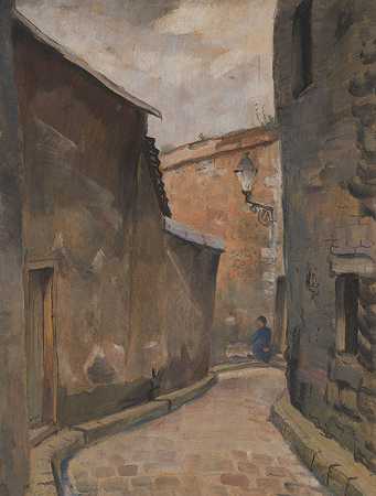 沙特尔二世的狭窄巷子，1925年。-多萝西娅·梅泽尔·约翰森