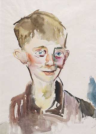 一个男孩的肖像，1950年。-格雷琴·沃尔威尔
