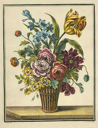 2桶。蓝色花束。约1770年-花卉和植物