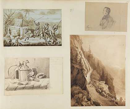有115幅图画和水彩的素描本。，1850-素描簿