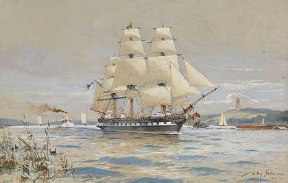 1904年，哈维尔号小型护卫舰“皇家路易丝”号。-威利·斯特尔