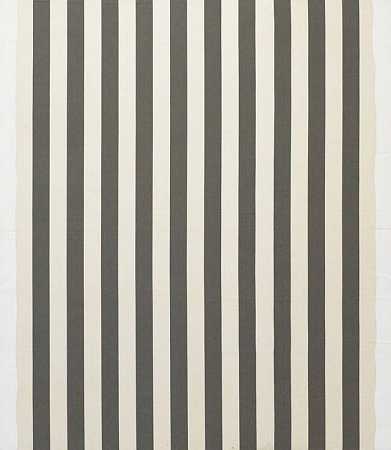丹尼尔·布伦。白色和无烟煤灰色条纹织物上的白色丙烯酸漆。1966