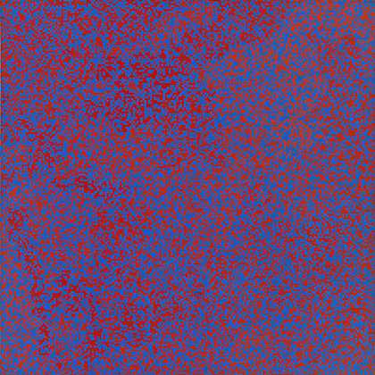 弗朗索瓦·莫列特。使用电话簿的奇数和偶数随机分布40000平方，50%蓝色，50%红色。1960