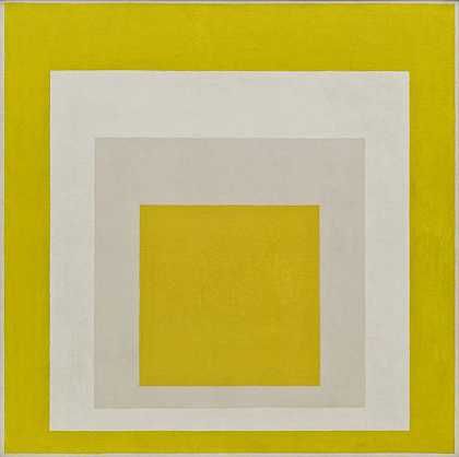 约瑟夫·阿尔伯斯。向广场致敬：两个白人之间的两个黄色。1958