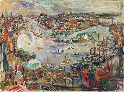 奥斯卡·科科什卡。汉堡港。1951
