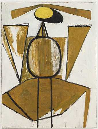 罗伯特·马瑟韦尔。人物，黄赭色和白色。1947
