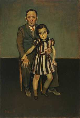 巴尔塞斯（Baltusz Klossowski de Rola）。胡安·米罗和他的女儿多洛雷斯。1937年10月1938年1月