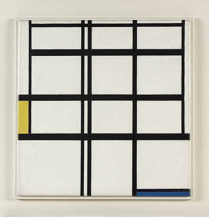 皮埃特·蒙德里安。黄、蓝和白的构图，I.1937