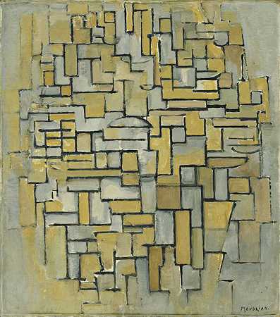 皮埃特·蒙德里安。棕色和灰色成分。1913