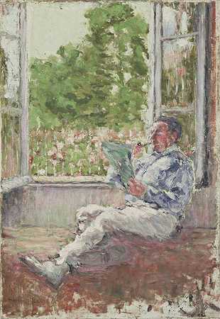 马塞尔·杜尚。一个坐在窗边的男人。1907