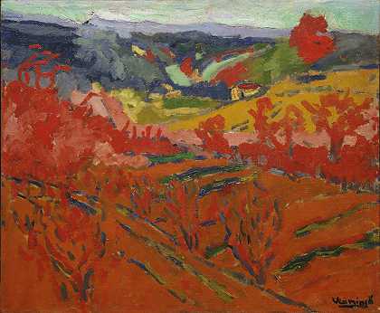 莫里斯·德·弗拉明克。秋天的风景。c、 1905年