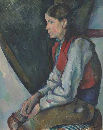 保罗·塞尚。穿着红色背心的男孩。1888-90