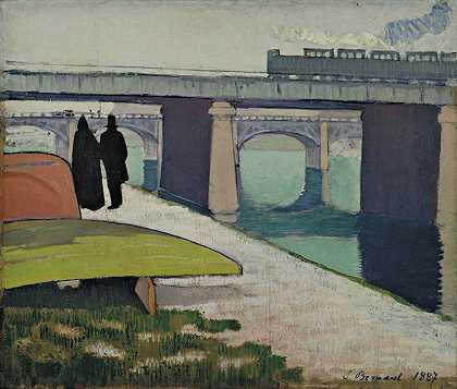 埃米尔·伯纳德。Asnières的铁桥。1887
