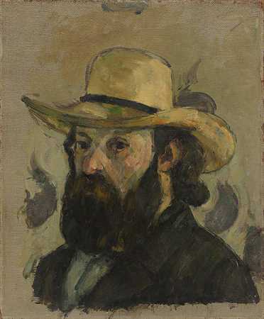 保罗·塞尚。戴草帽的自画像。1875-76