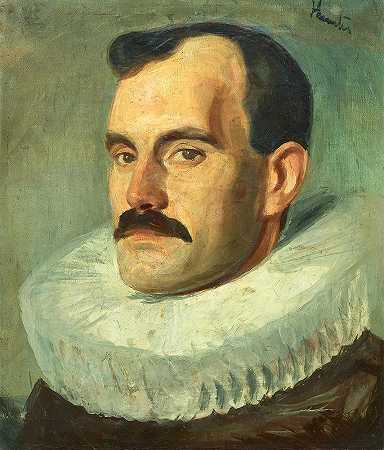 乔治·莱斯利·亨特 约翰·莱登（John Leyden）的肖像，白色荷叶边35.6 x 30.5厘米。