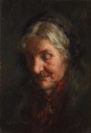 埃德温·哈里斯 一位老年妇女的肖像