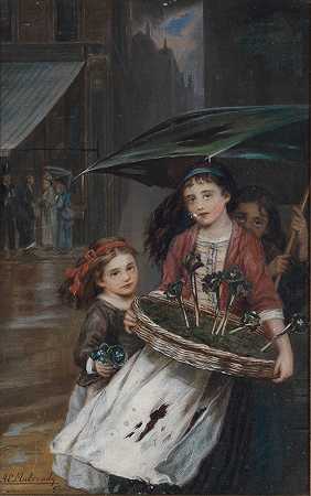 奥古斯都·埃德温·马尔利迪（Augustus Edwin Mulready） 卖花的人