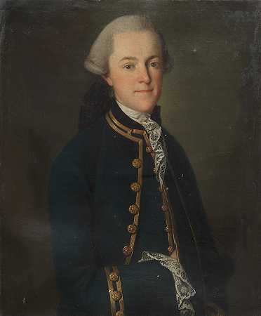 卡尔·路德维希·克里斯蒂内克 威廉·贡姆（William Gomm）肖像，半身，身穿蓝色外套，金色滚边