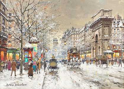 安托万-布兰查德 巴黎圣马丁门的雪景